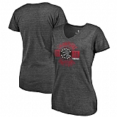 Women's Toronto Raptors Fanatics Branded 2019 NBA Finals Champions Wings To Fly Tri Blend V Neck T Shirt Heather Charcoal